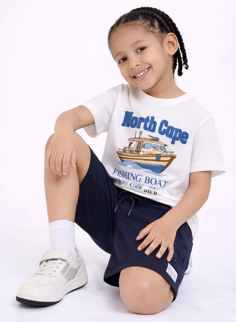 Victor And Jane  Boys North Cape Fishing Boat T-Shirt & Navy Shorts Set for Men | Best Price UAE